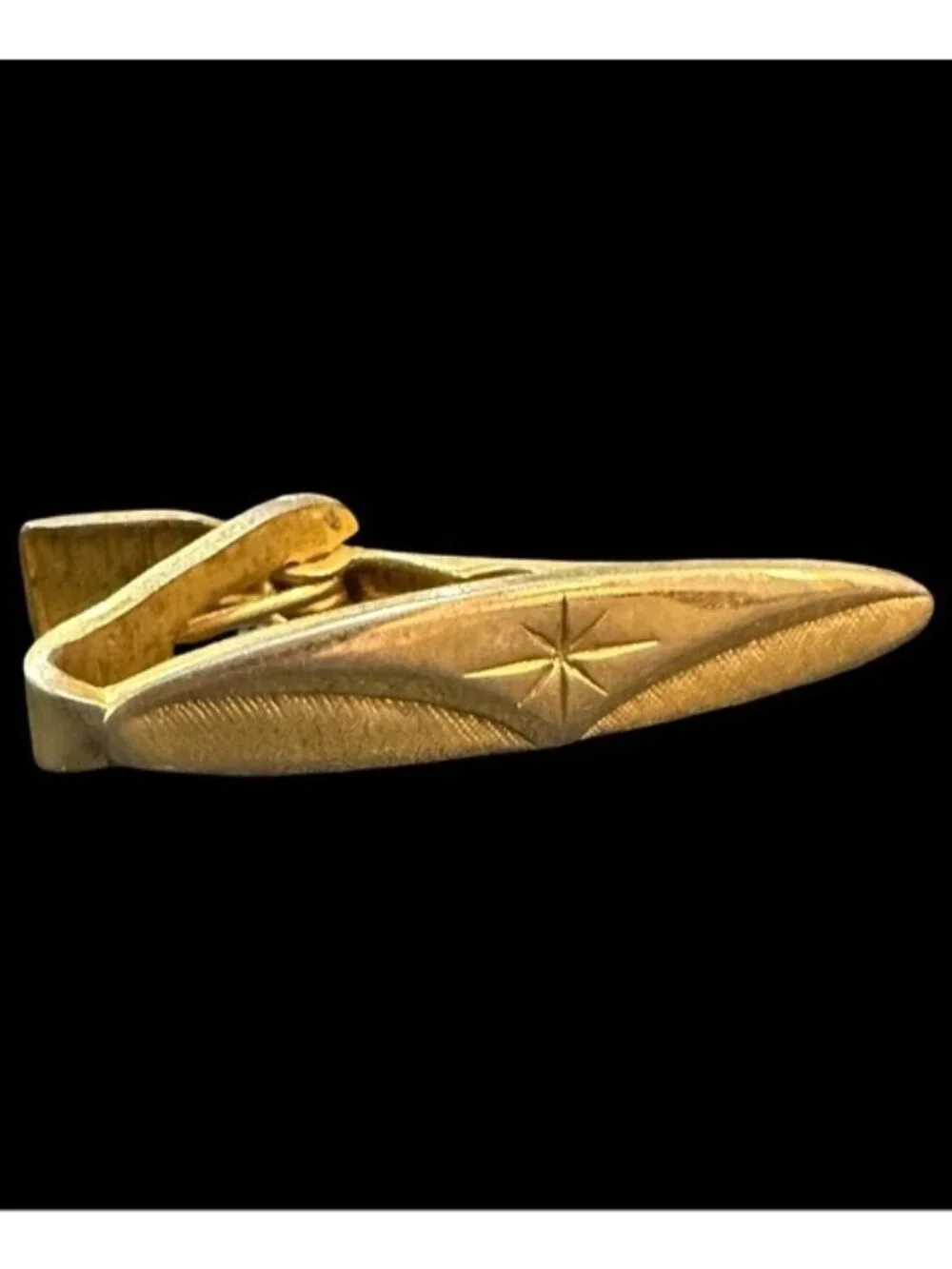 Vintage Tie Bar Clip Gold Tone Starburst Mens
